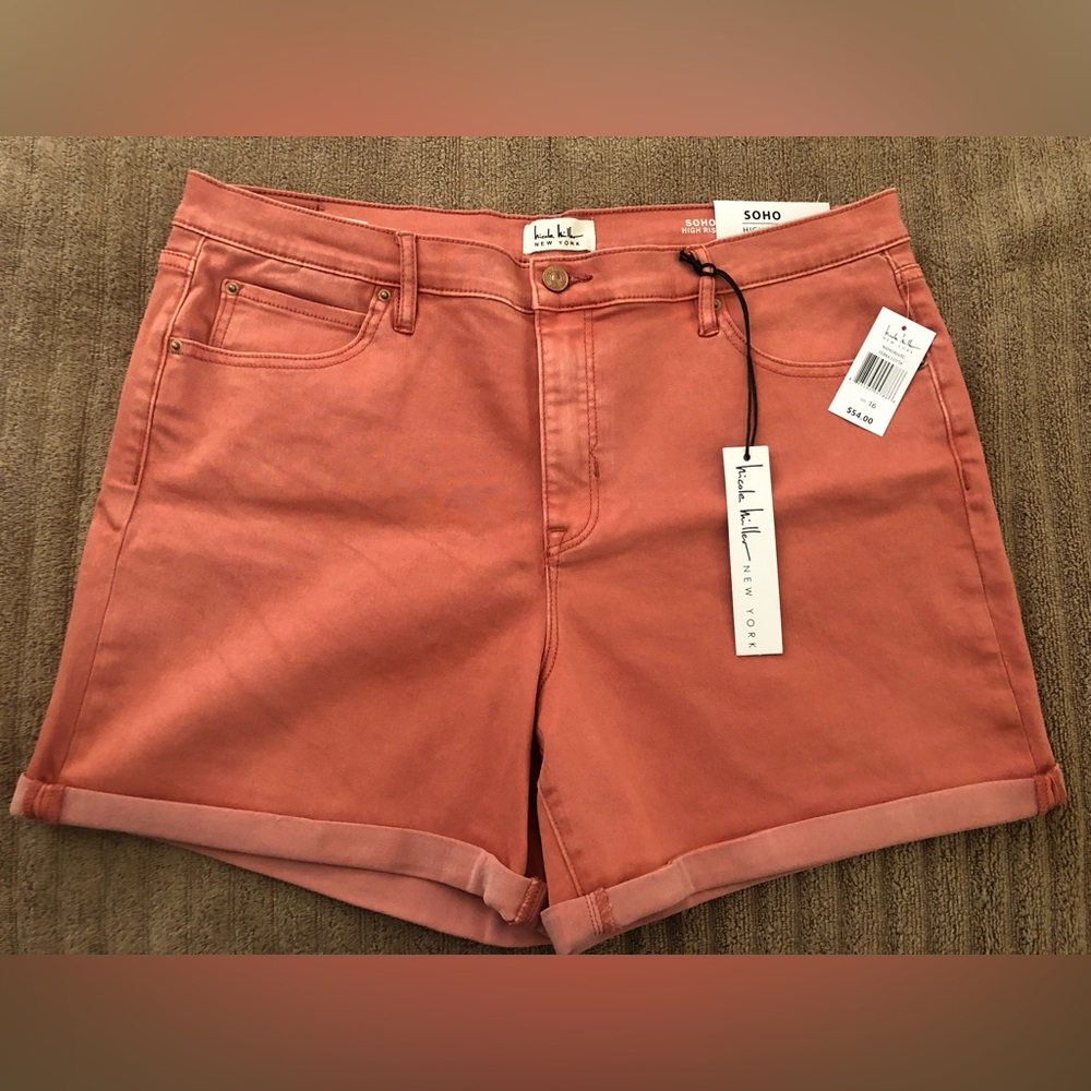 Nicole Miller Terra Cotta Soho High Rise Shorts, Size 16, NWT